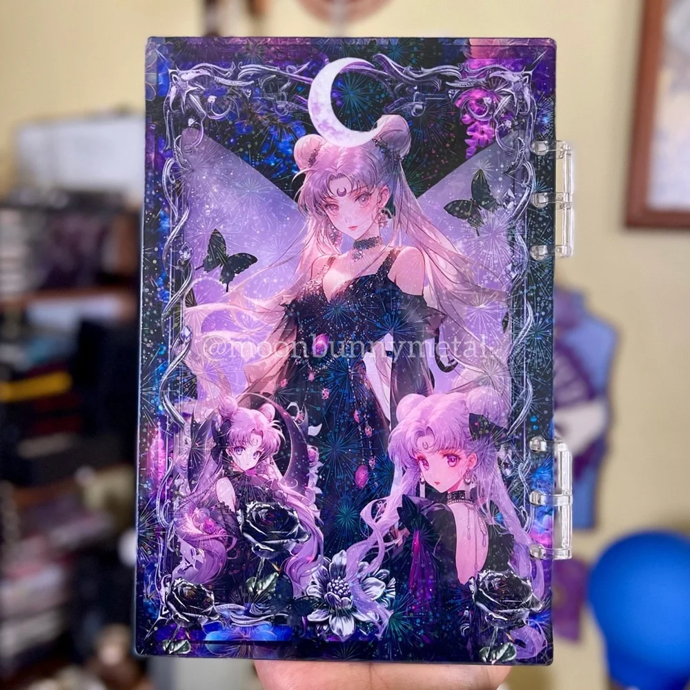 NEW DIY Acrylic Binder Notebook Journal Sailor Moon Diary A5 Shaker Holographic